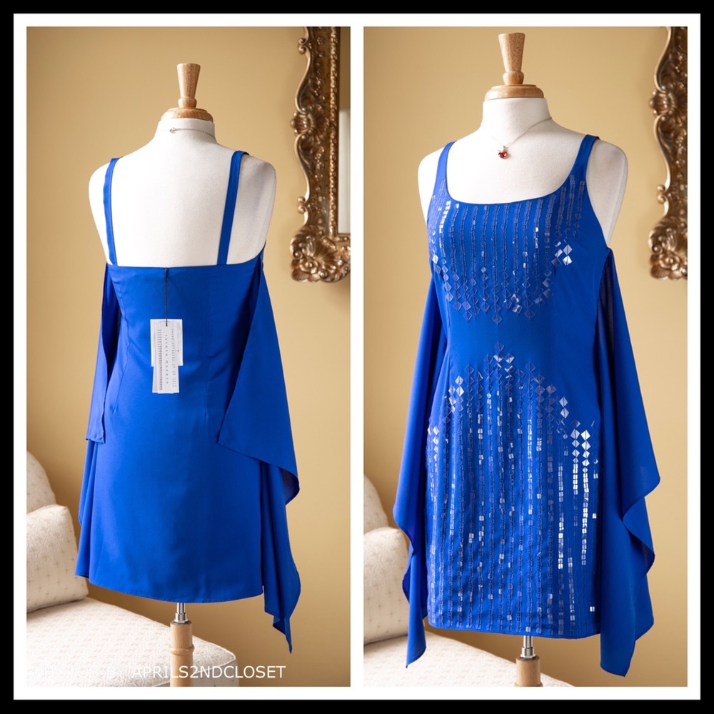 SLEEVELESS MINI DRESS SEQUIN EMBELLISHED FLOWY COCKTAIL PARTY SLIP FLOWY A3C - Picture 2 of 5